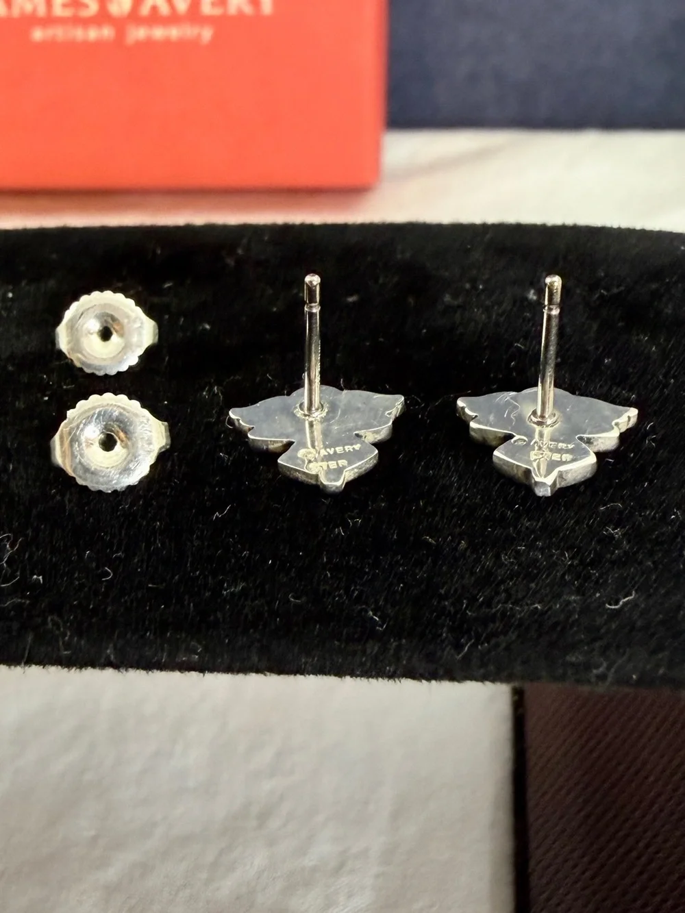JAMES AVERY Sterling Silver Guardian Angel Flying Stud Earrings w/Box; RETIRED